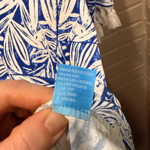 J McLaughlin Brenda Shift Dress Catalina Blue White Willow Bluff Tassel Small - Picture 11 of 15